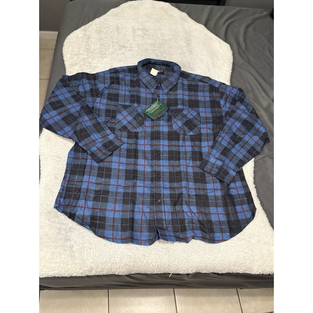 New Coleman Outdoors Mens Blue‎ Plaid Flannel Button Shirt Size 2XL NWT